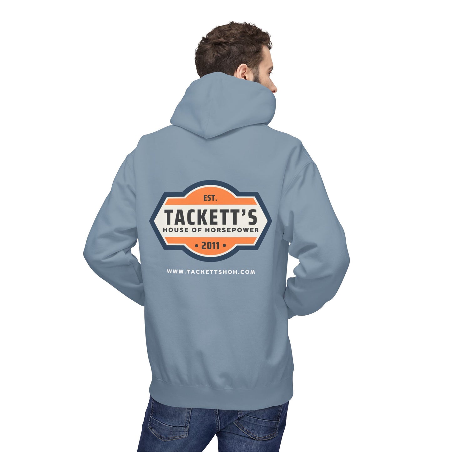 Tackett's House of Horsepower Hoodie — Vintage Automotive Logo Pullover