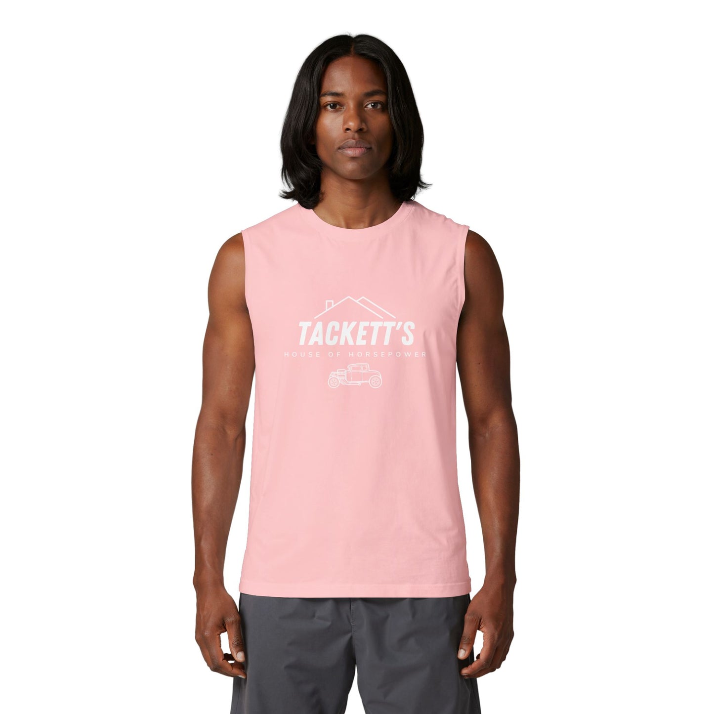 Tackett's House of Horsepower Muscle Tank — Original Logo White Tank Top