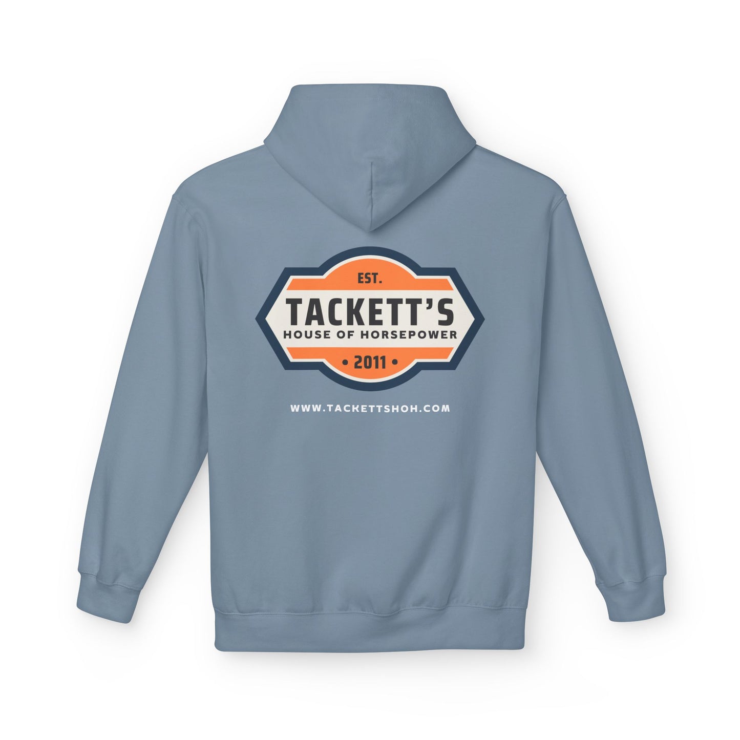 Tackett's House of Horsepower Hoodie — Vintage Automotive Logo Pullover
