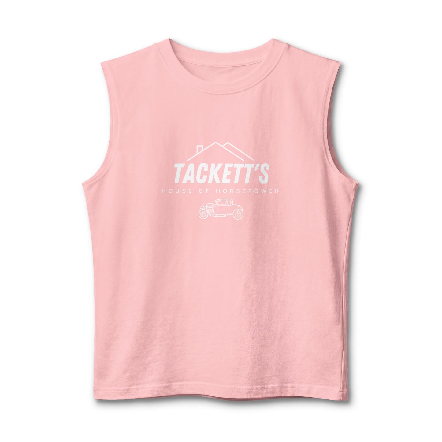 Tackett's House of Horsepower Muscle Tank — Original Logo White Tank Top