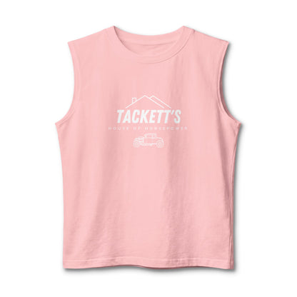 Tackett's House of Horsepower Muscle Tank — Original Logo White Tank Top