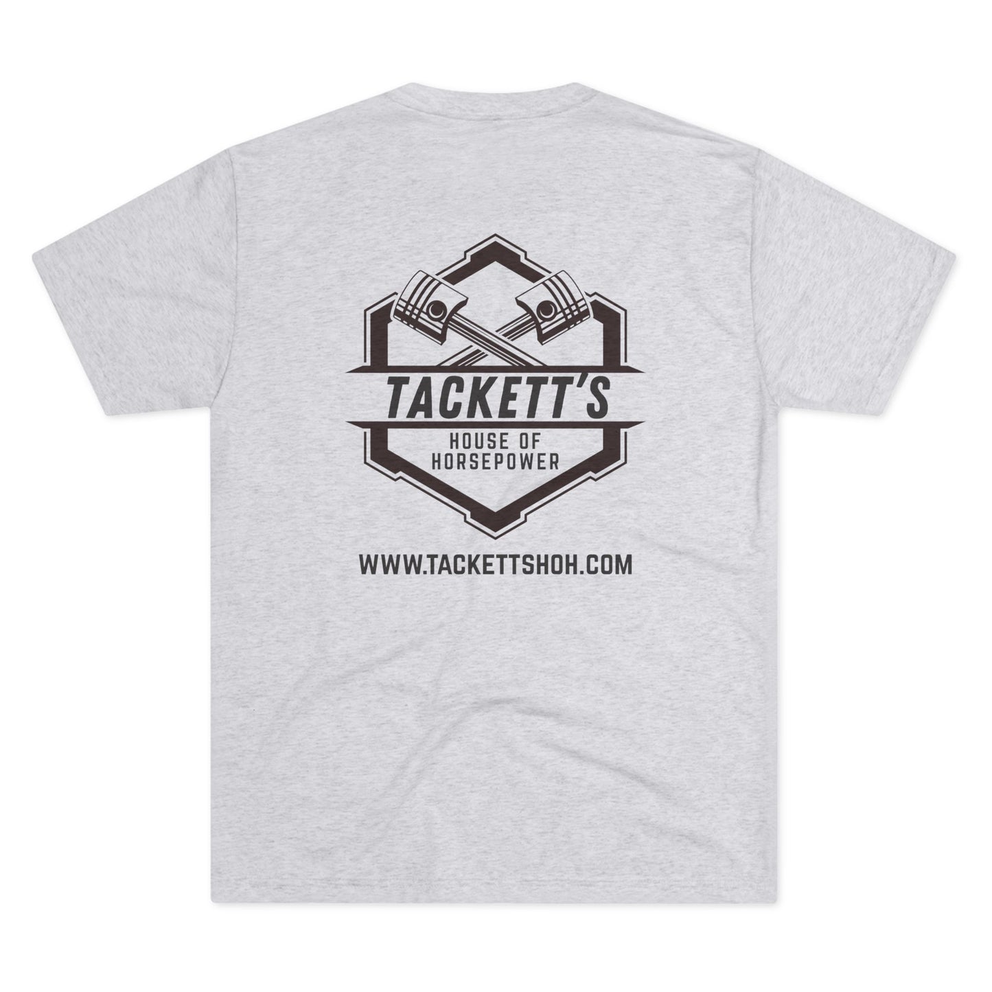 Tackett’s House of Horsepower Logo Tee — Engine Piston Mechanics Shirt