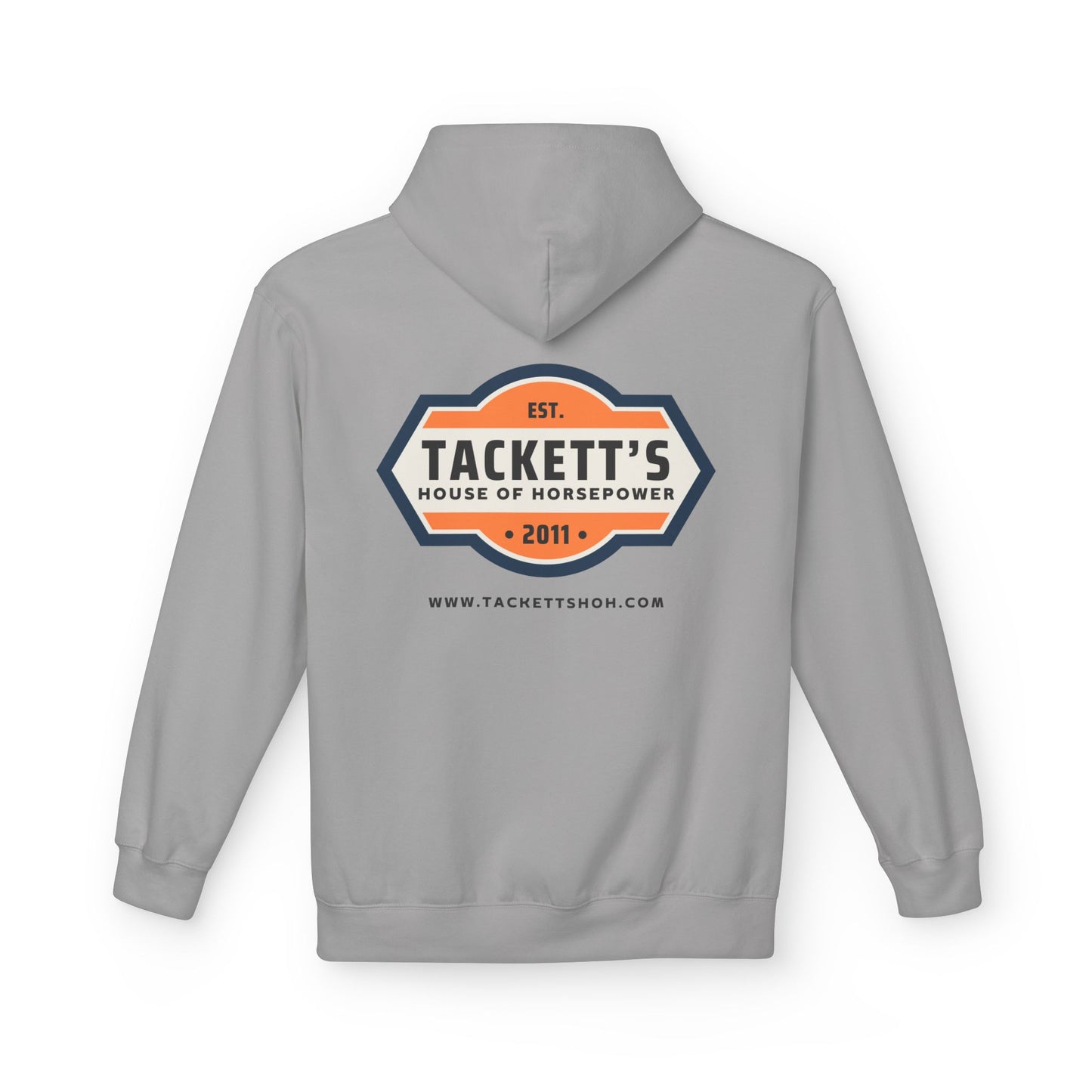 Tackett’s House of Horsepower Hoodie — Vintage Automotive Logo Pullover (Est. 2011)