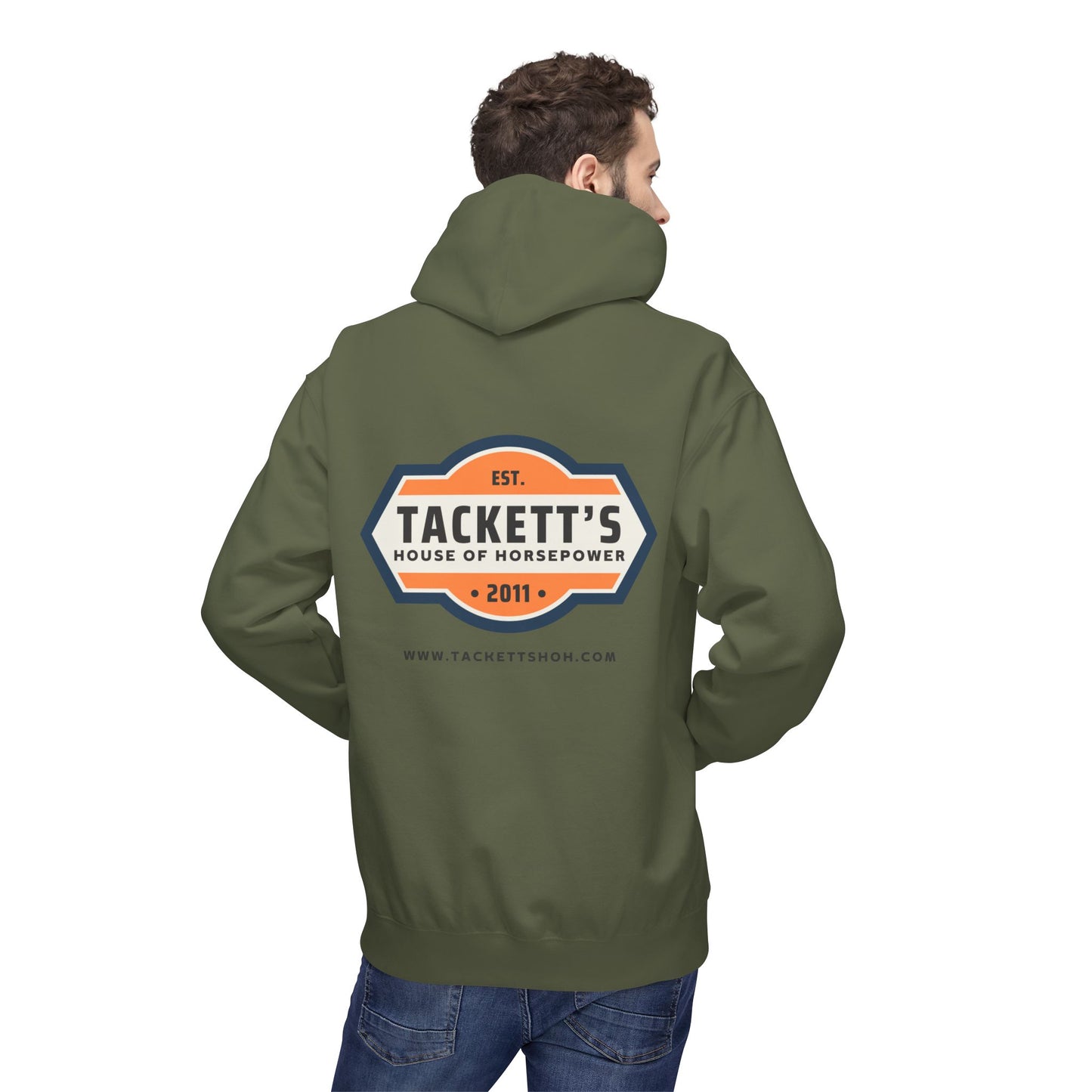 Tackett’s House of Horsepower Hoodie — Vintage Automotive Logo Pullover (Est. 2011)