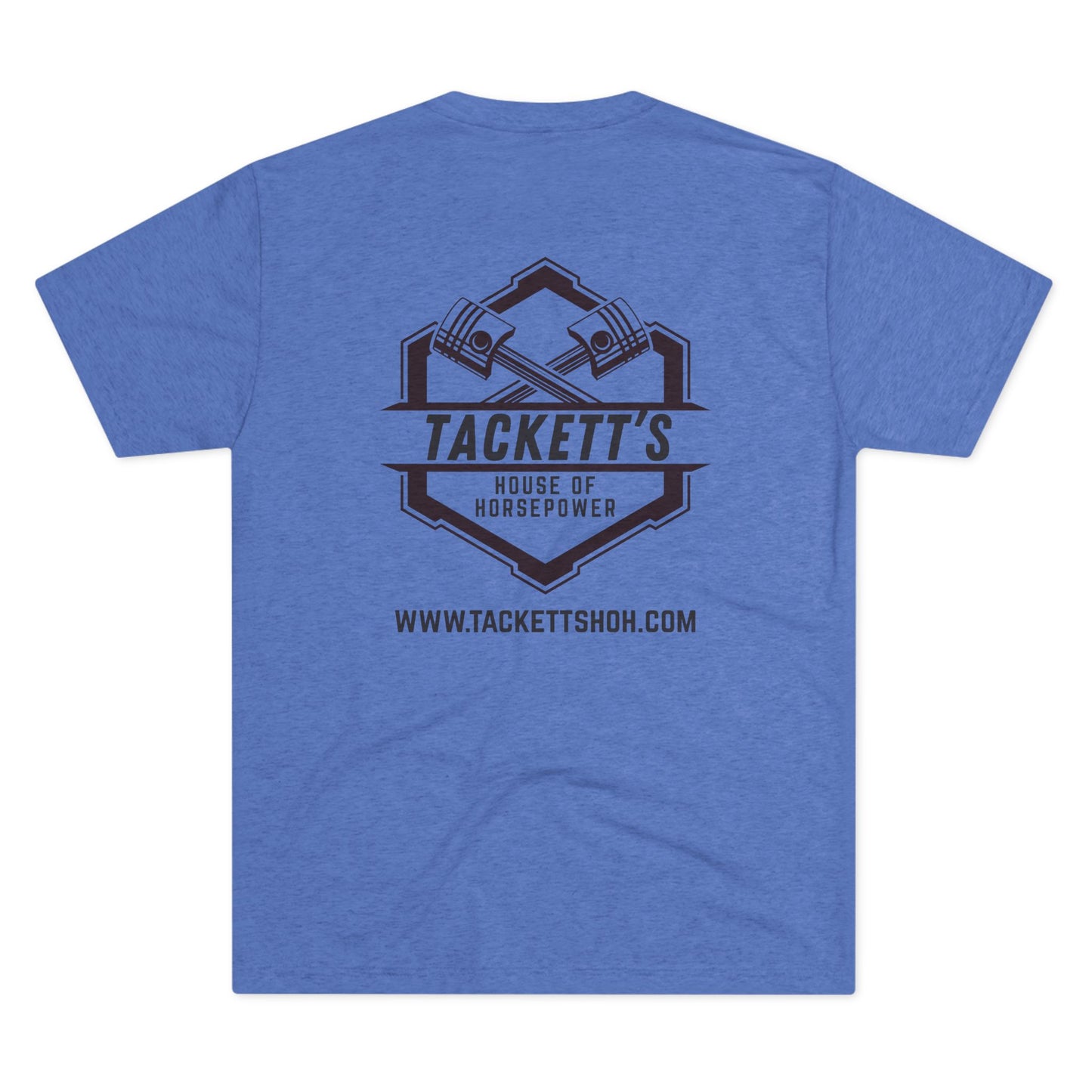 Tackett’s House of Horsepower Logo Tee — Engine Piston Mechanics Shirt