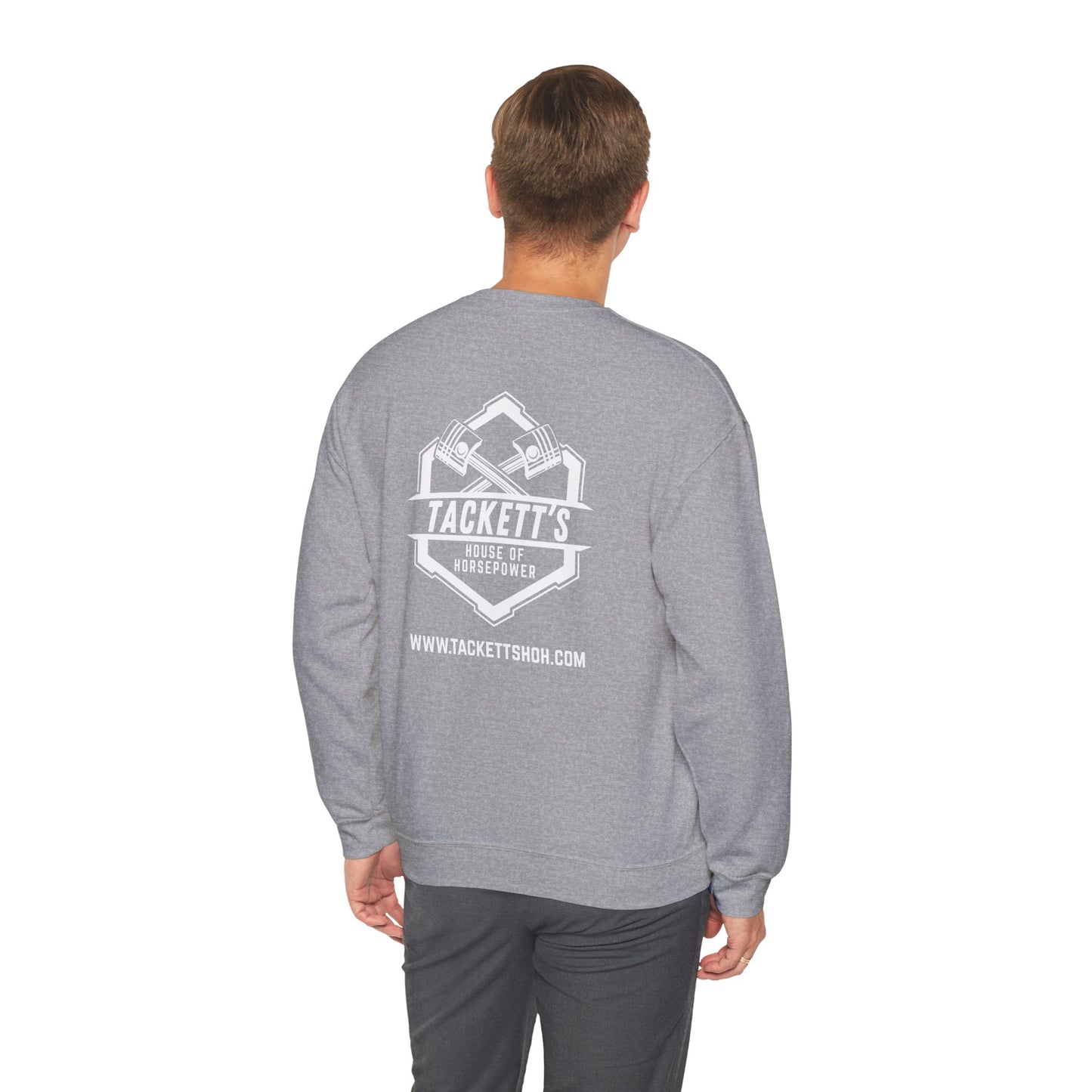 Sweatshirt Tackett's House of Horsepower — Mechanics Racing Crewneck, White Logo