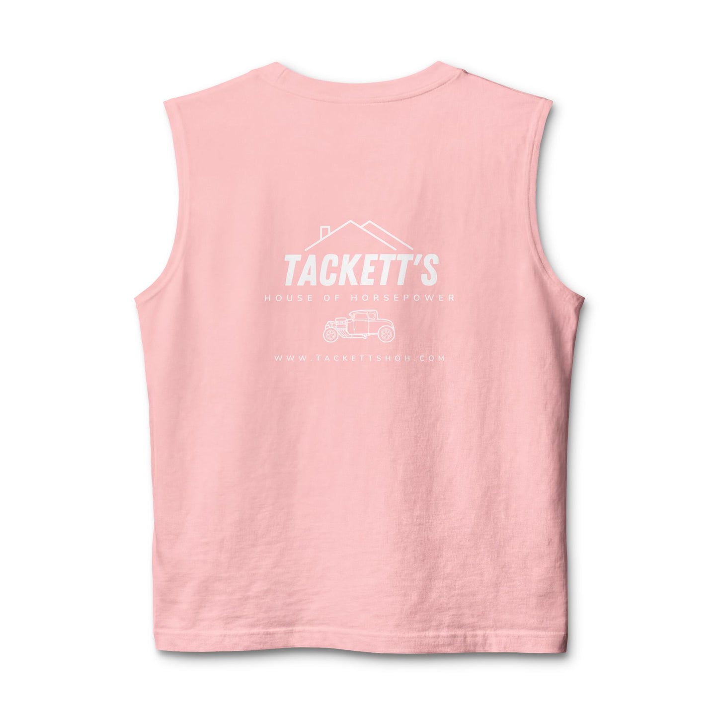Tackett's House of Horsepower Muscle Tank — Original Logo White Tank Top