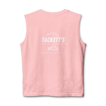 Tackett's House of Horsepower Muscle Tank — Original Logo White Tank Top