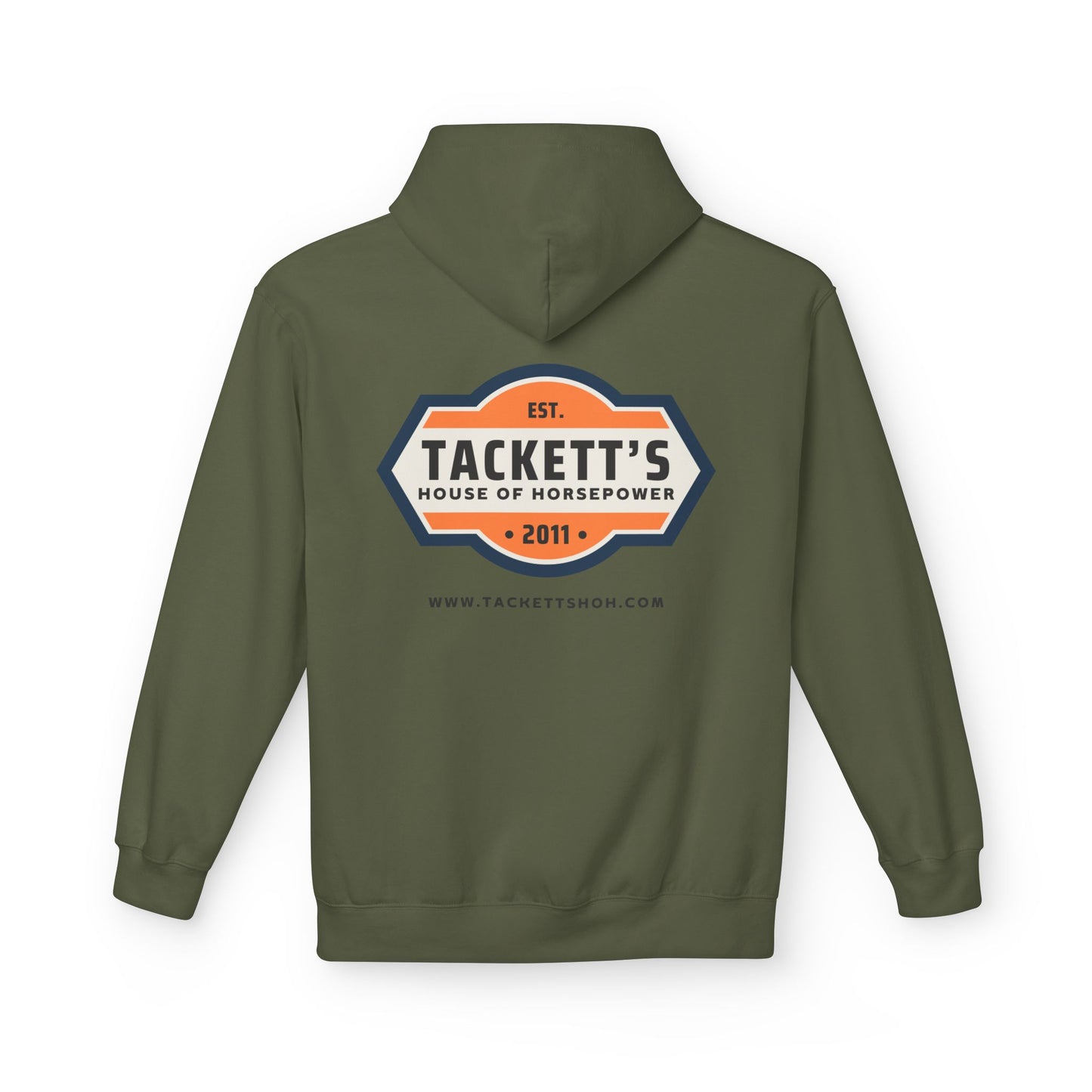 Tackett’s House of Horsepower Hoodie — Vintage Automotive Logo Pullover (Est. 2011)