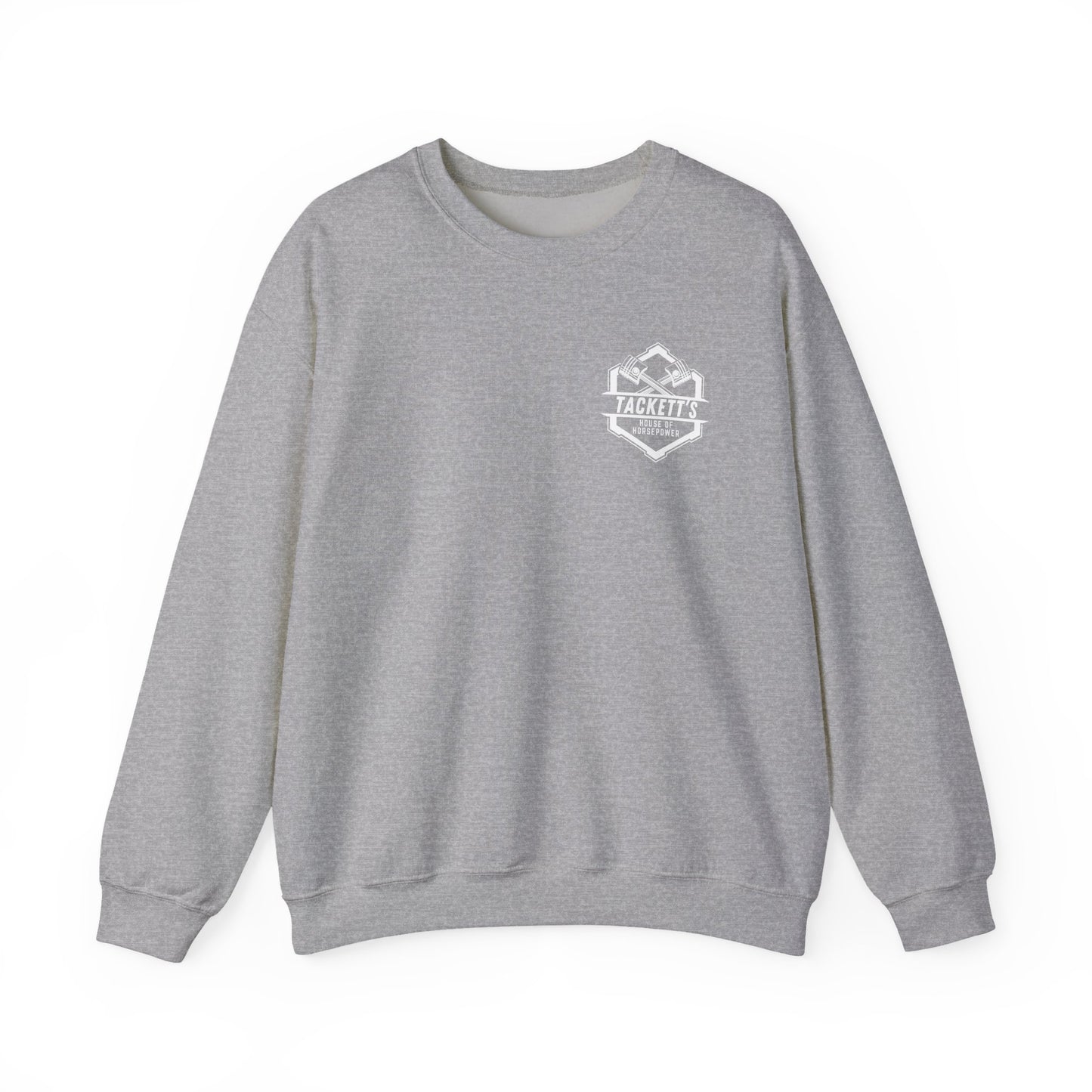 Sweatshirt Tackett's House of Horsepower — Mechanics Racing Crewneck, White Logo