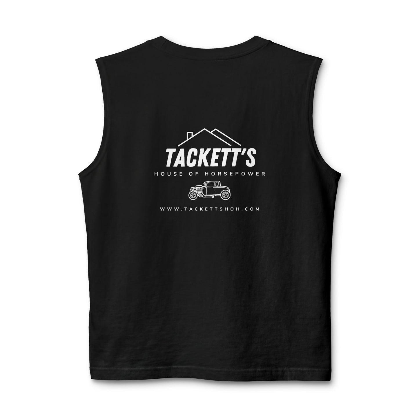 Tackett's House of Horsepower Muscle Tank — Original Logo White Tank Top