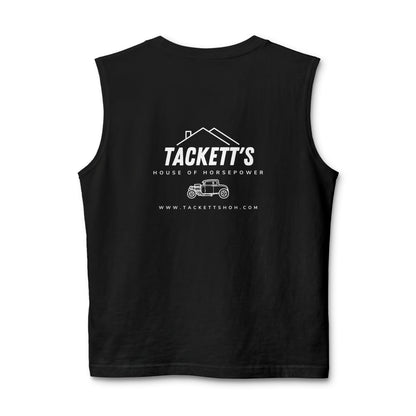 Tackett's House of Horsepower Muscle Tank — Original Logo White Tank Top