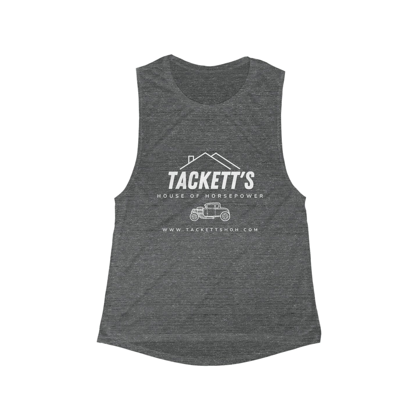 Original Logo Women's Flowy Muscle Tank Top, Casual Summer Apparel, Workout Wear, Relaxed Fit Top