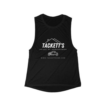 Original Logo Women's Flowy Muscle Tank Top, Casual Summer Apparel, Workout Wear, Relaxed Fit Top