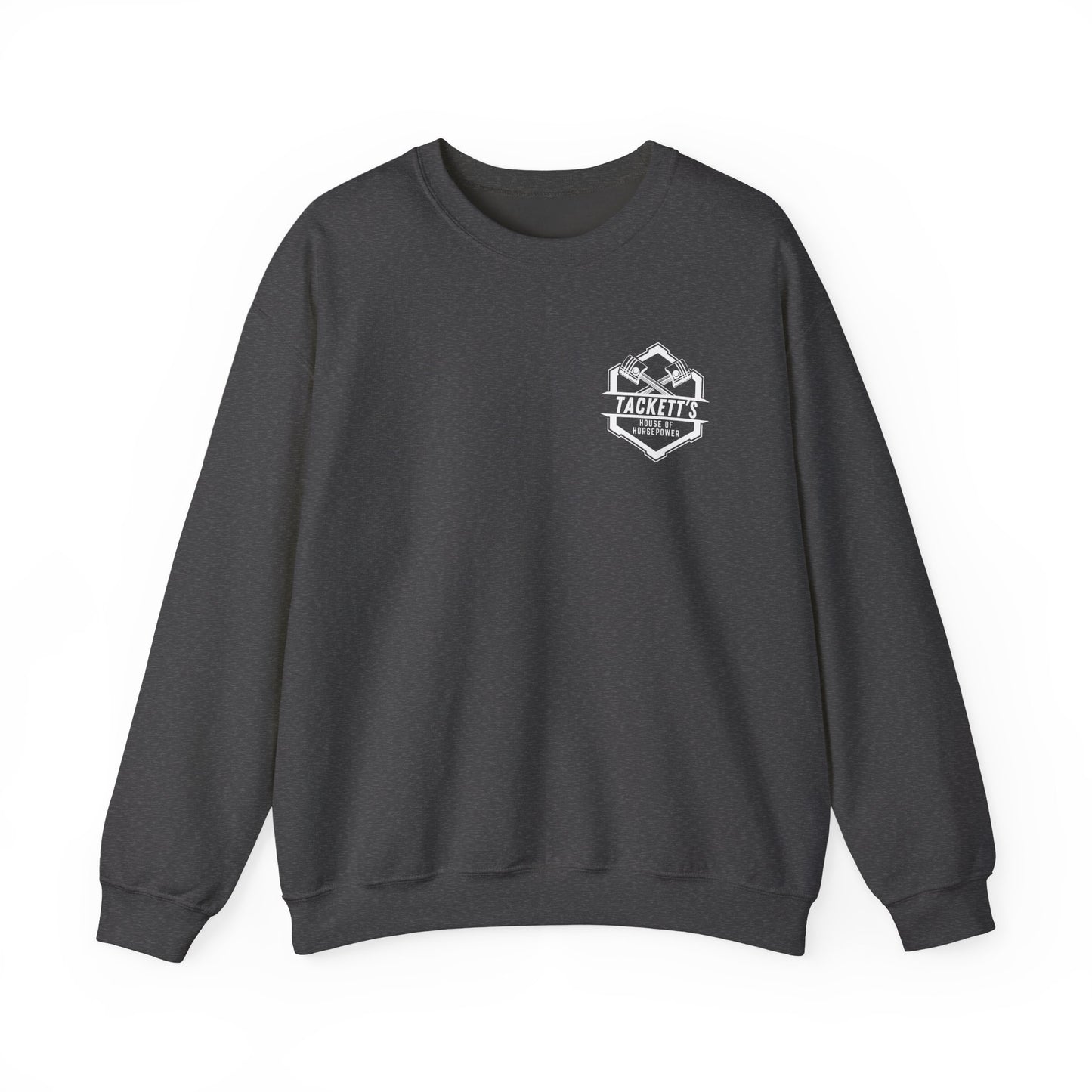 Sweatshirt Tackett's House of Horsepower — Mechanics Racing Crewneck, White Logo
