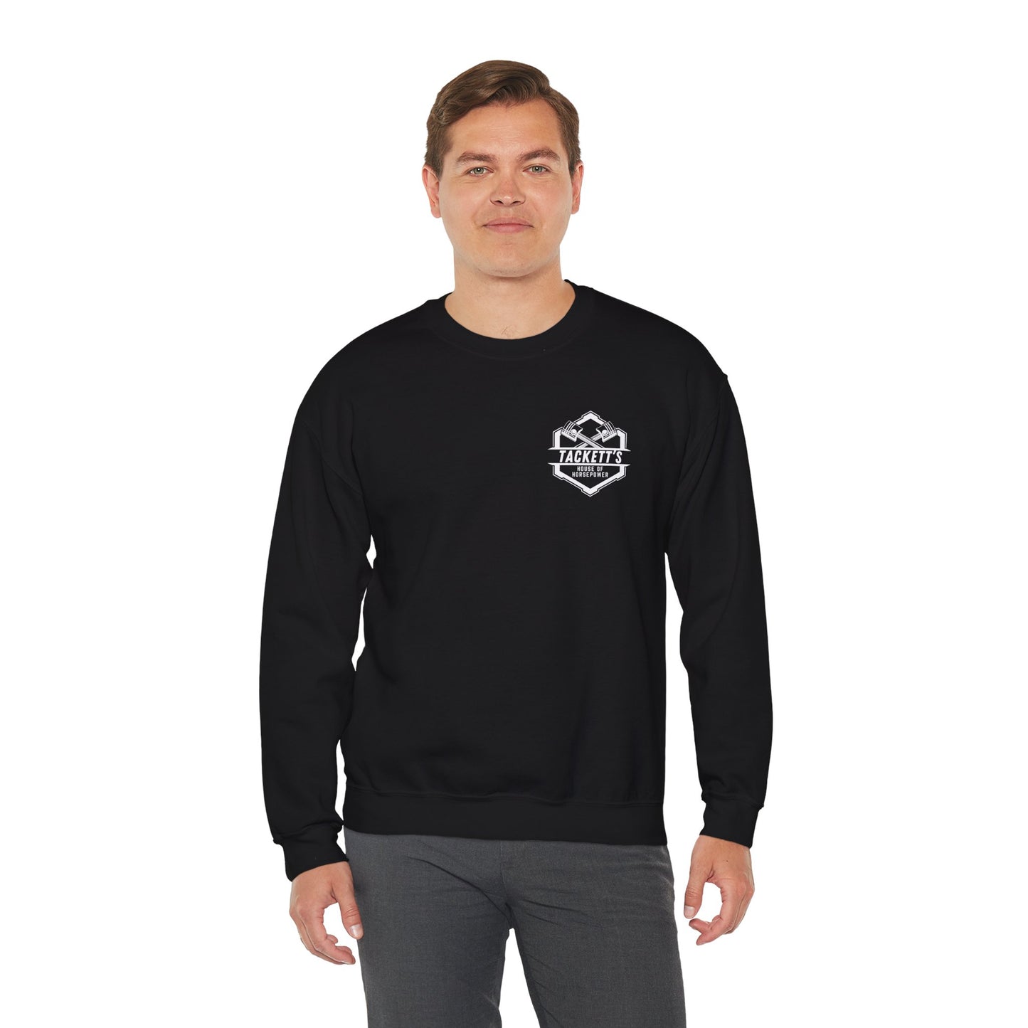 Sweatshirt Tackett's House of Horsepower — Mechanics Racing Crewneck, White Logo