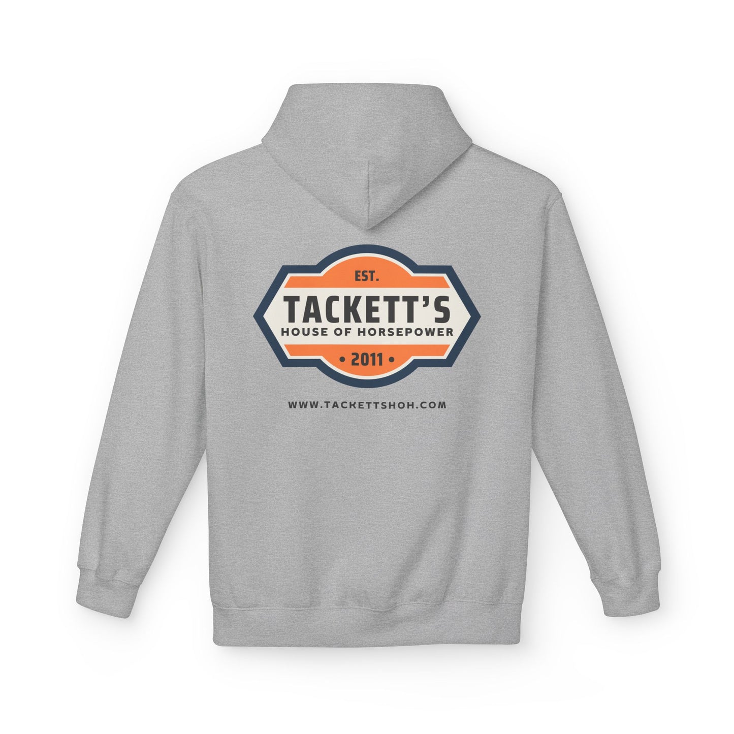 Tackett’s House of Horsepower Hoodie — Vintage Automotive Logo Pullover (Est. 2011)