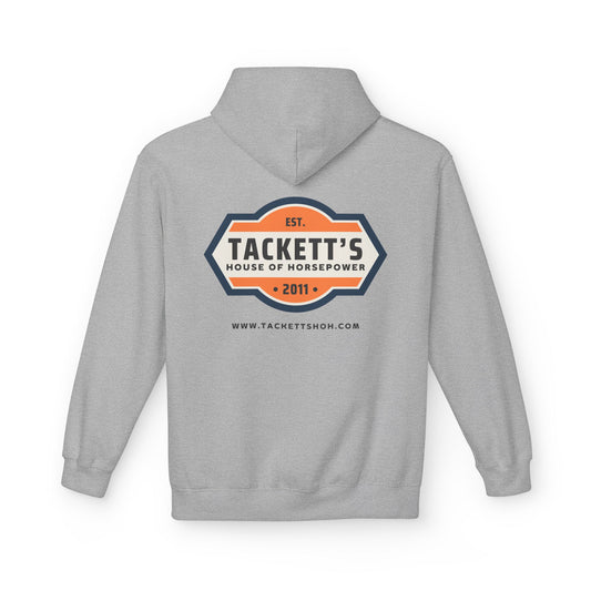 Tackett’s House of Horsepower Hoodie — Vintage Automotive Logo Pullover (Est. 2011)