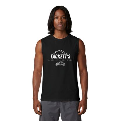 Tackett's House of Horsepower Muscle Tank — Original Logo White Tank Top