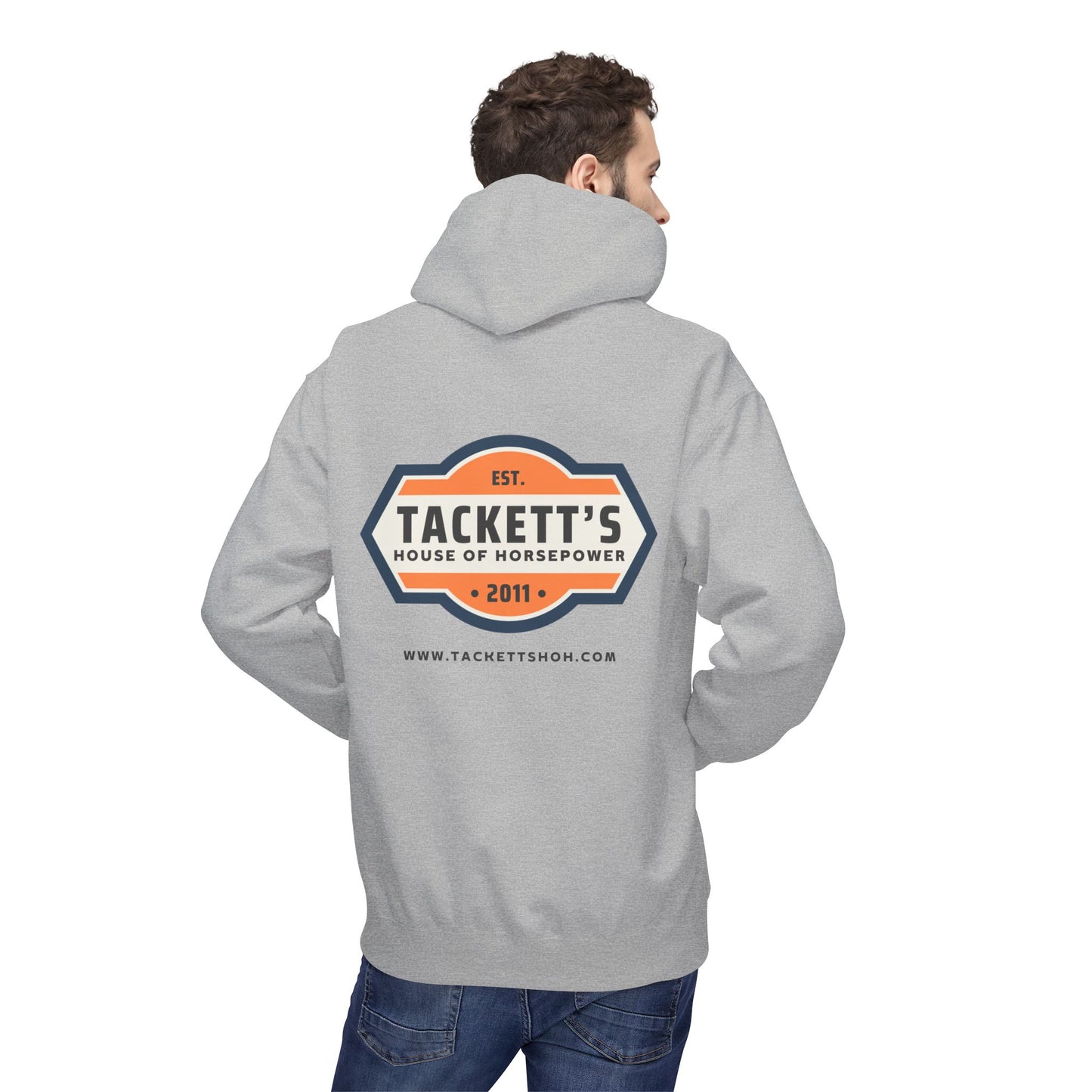 Tackett’s House of Horsepower Hoodie — Vintage Automotive Logo Pullover (Est. 2011)