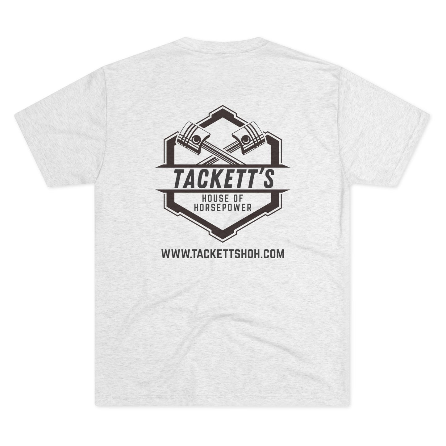 Tackett’s House of Horsepower Logo Tee — Engine Piston Mechanics Shirt