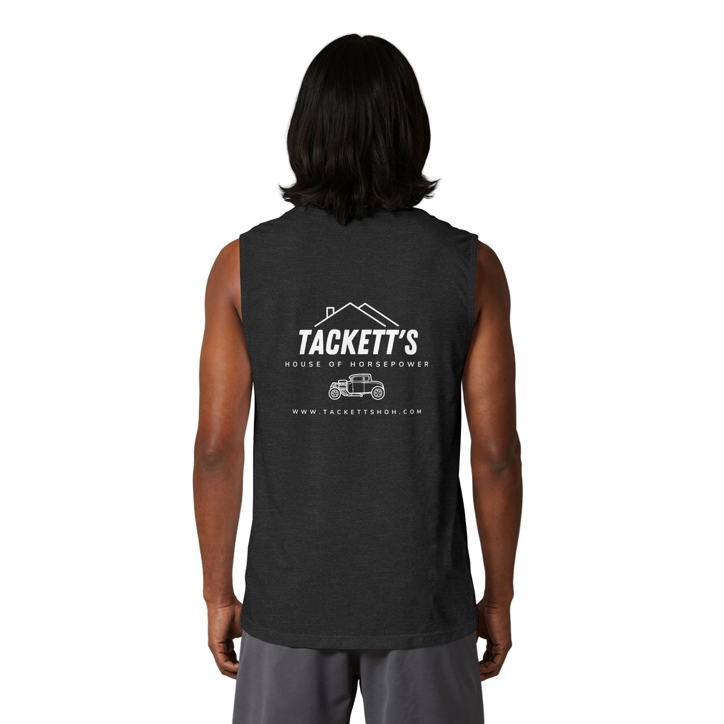Tackett's House of Horsepower Muscle Tank — Original Logo White Tank Top