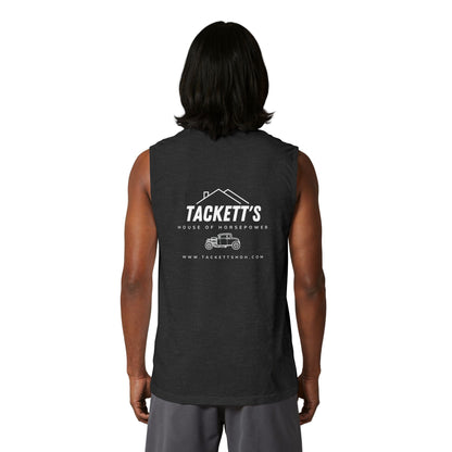 Tackett's House of Horsepower Muscle Tank — Original Logo White Tank Top