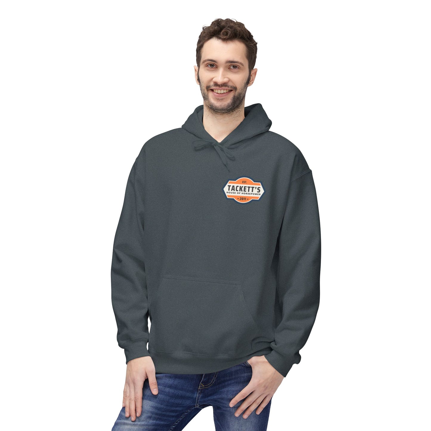 Tackett's House of Horsepower Hoodie — Vintage Automotive Logo Pullover