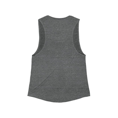 Original Logo Women's Flowy Muscle Tank Top, Casual Summer Apparel, Workout Wear, Relaxed Fit Top