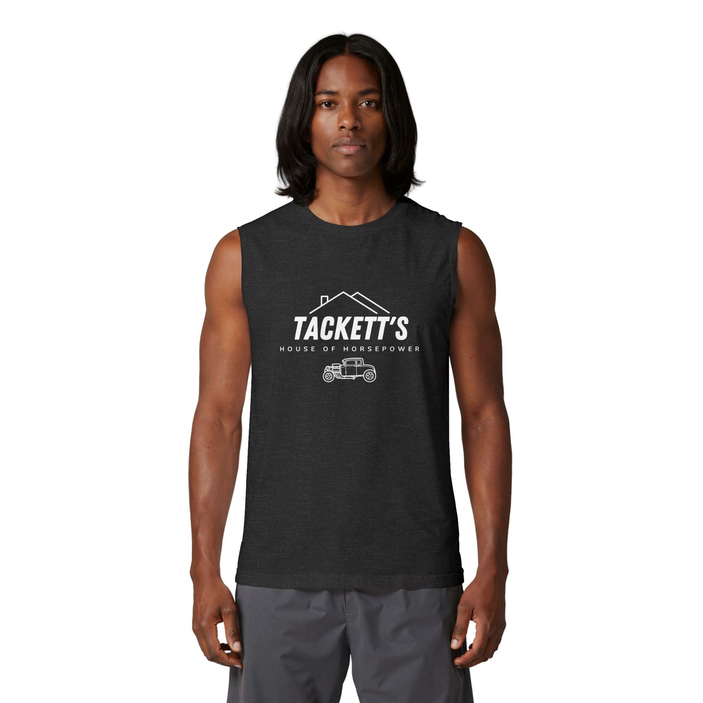 Tackett's House of Horsepower Muscle Tank — Original Logo White Tank Top