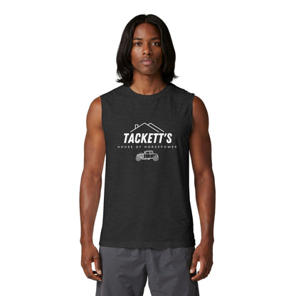 Tackett's House of Horsepower Muscle Tank — Original Logo White Tank Top