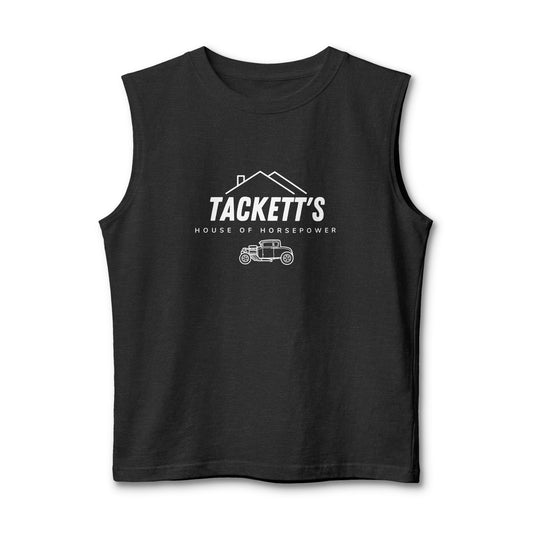 Tackett's House of Horsepower Muscle Tank — Original Logo White Tank Top