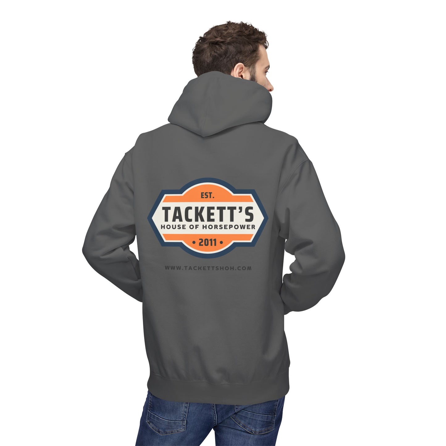 Tackett’s House of Horsepower Hoodie — Vintage Automotive Logo Pullover (Est. 2011)