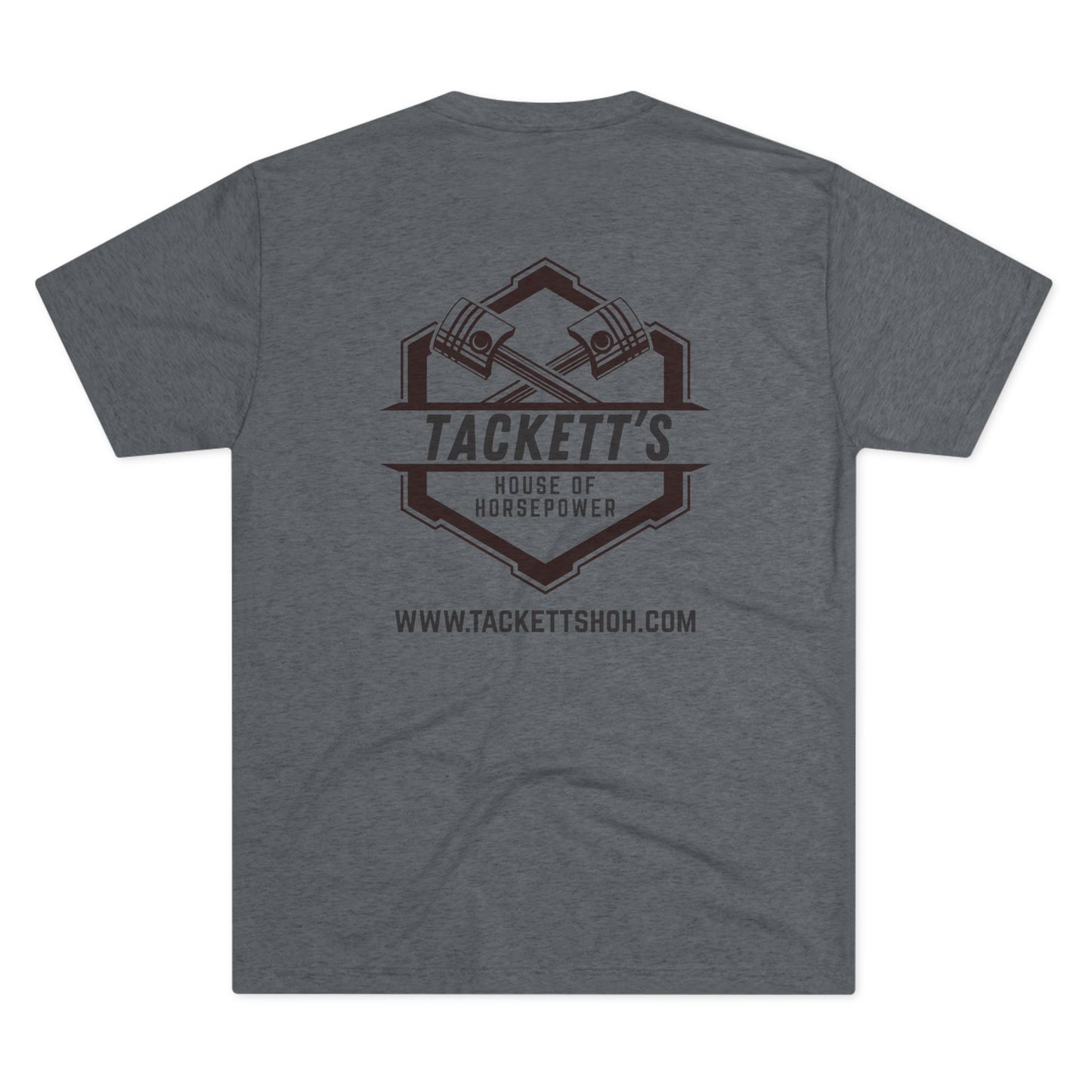 Tackett’s House of Horsepower Logo Tee — Engine Piston Mechanics Shirt