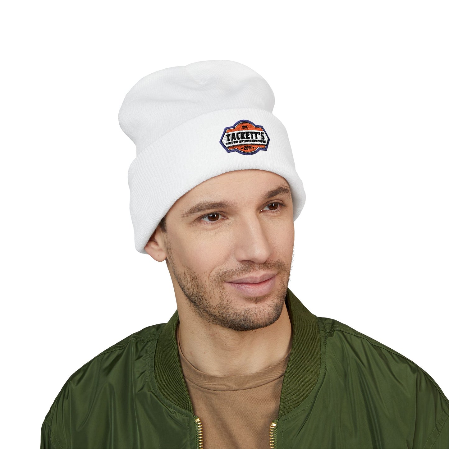 Classic Cuffed Beanie, Vintage Logo — Warm Team Knit Hat