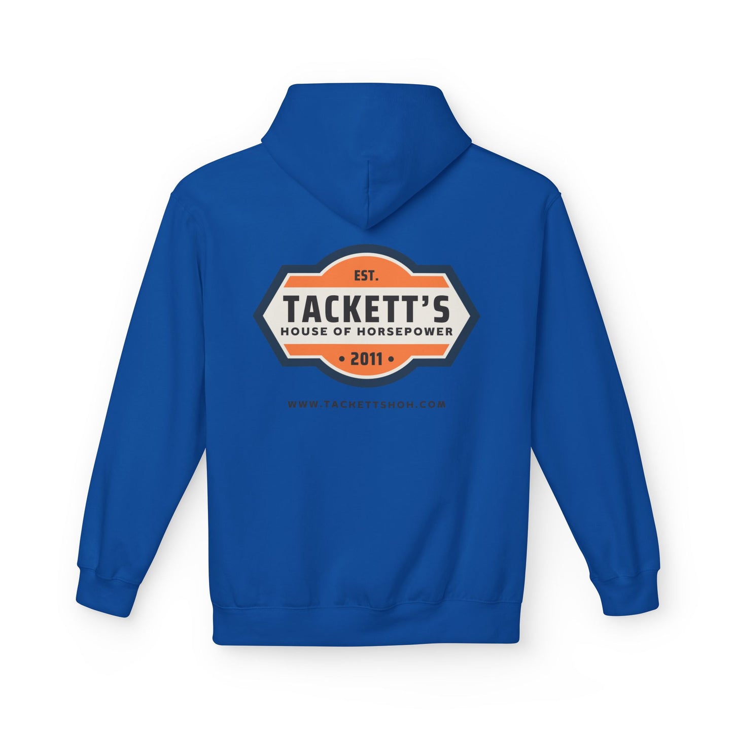Tackett’s House of Horsepower Hoodie — Vintage Automotive Logo Pullover (Est. 2011)