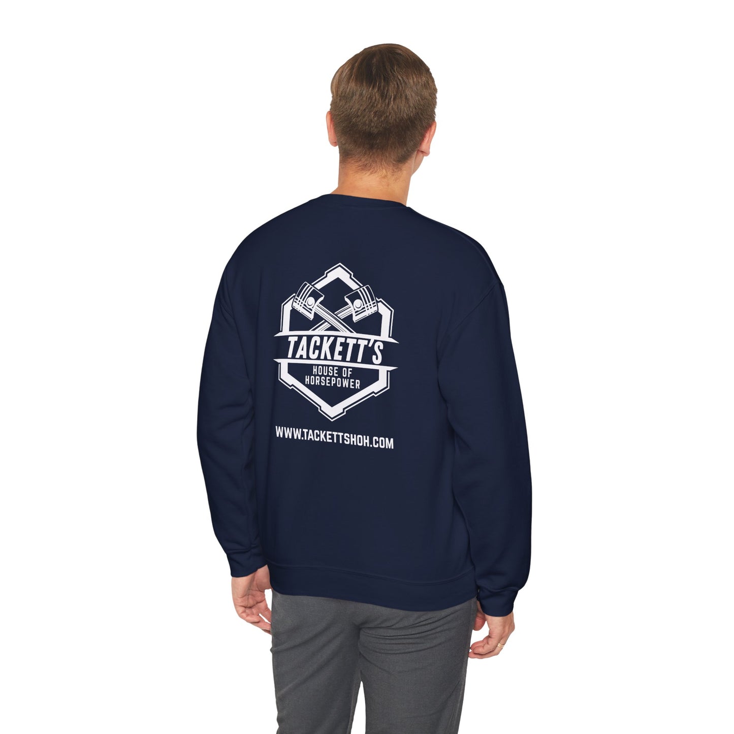 Sweatshirt Tackett's House of Horsepower — Mechanics Racing Crewneck, White Logo